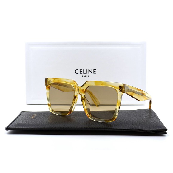 NEW CELINE PARIS CL4055FN 55E STRIPED HONEY HAVANA BROWN AUTHENTIC SUNGL… - Picture 8 of 14